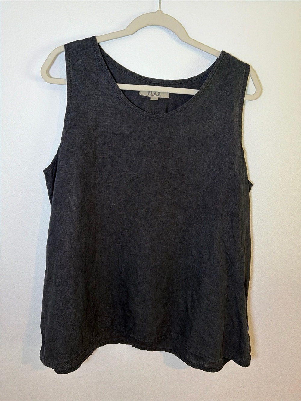 Flax Women Shirt Top Large Linen Casual Tank Sleeveless Lagenlook Minimalist